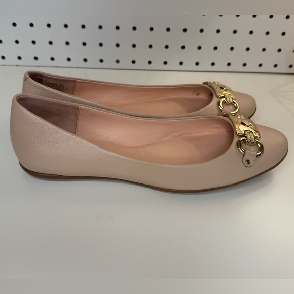 Kate Spade Phoebe Blush Pink Leather Flats with Gold Buckle Preppy Size 9.5M - Picture 11 of 16